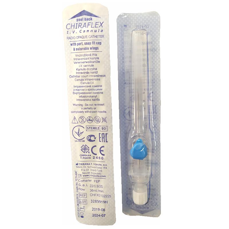 CHIRAFLEX Інтравенозна канюля 22 G з портом з крильцями